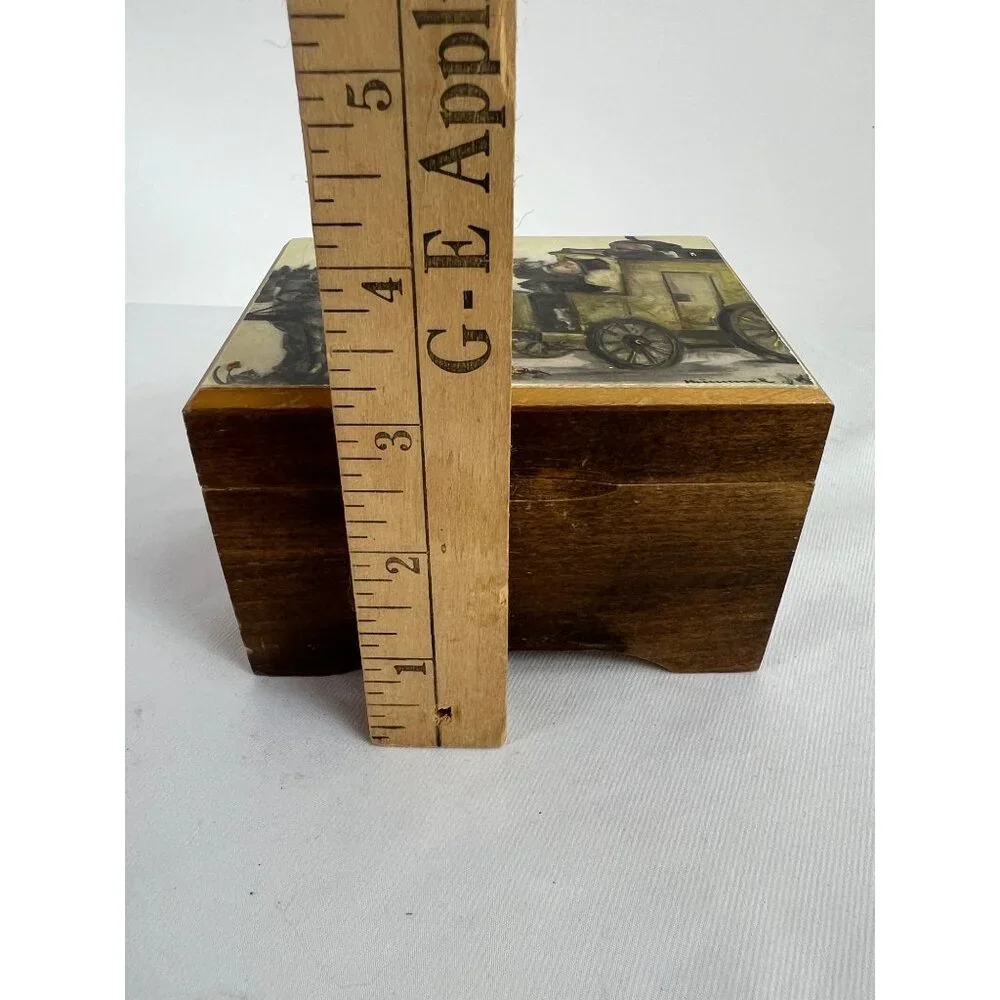 VTG Hummel Wood Music Box Edelweiss Swiss Movement The Mail is Here - Picture 7 of 9